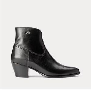 Polo Ralph Lauren Lucille Black Leather Boots Size 10